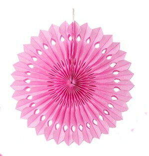 Piekaramais dekors vēdeklis - rozete - 35 cm, gaiši rozā
