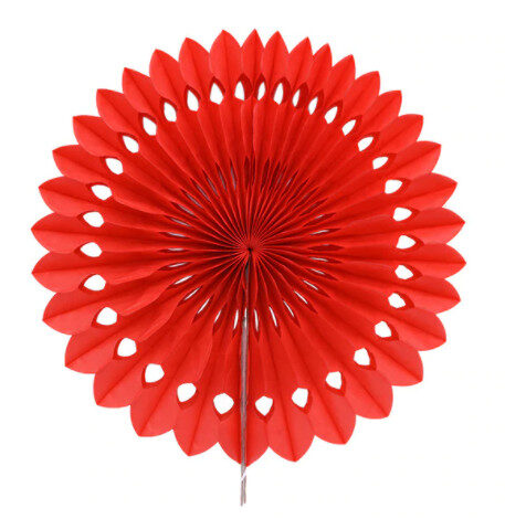 Piekaramais dekors vēdeklis - rozete - 20 cm, sarkana