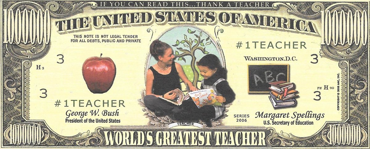 Miljons dolāri - World's Greatest Teacher, suvenīra banknote