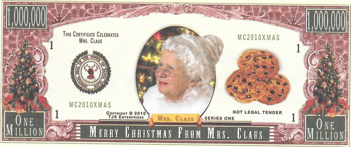 Miljons dolāri - Merry Christmas, suvenīra banknote