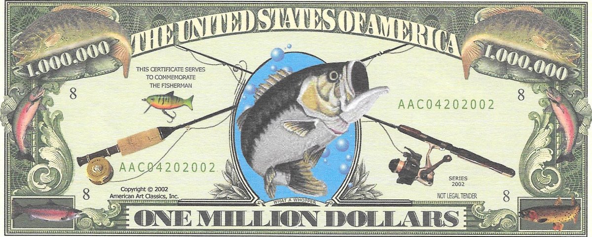 Miljons dolāri - Makšķerniekam, suvenīra banknote