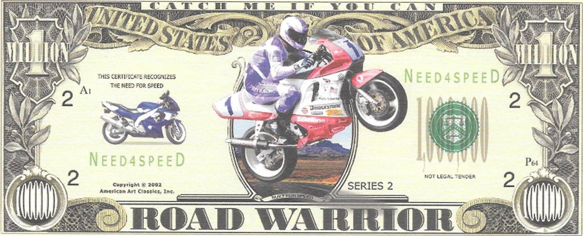 Miljons dolāri - Road Warrior, suvenīra banknote