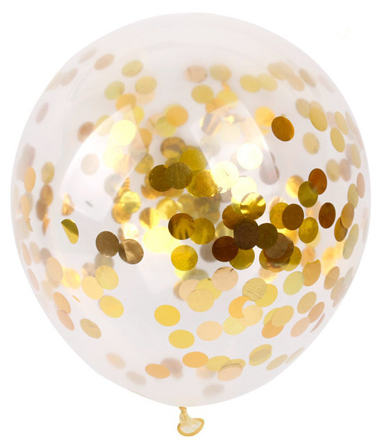Balons caurspīdīgais ar zelta konfeti 30 cm
