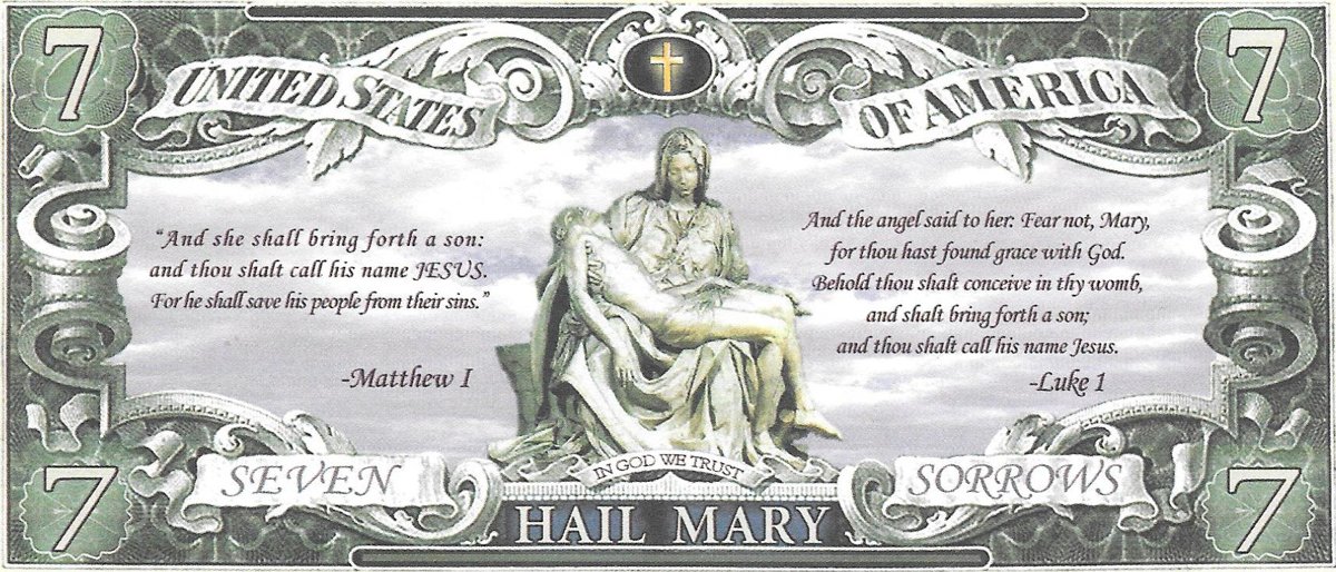 Septiņi dolāri - The Virgin Mary , suvenīra banknote