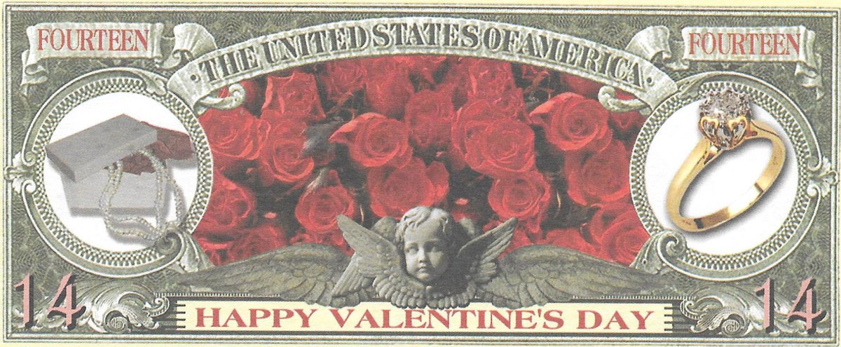Četrpadsmit dolāri - Be My Valentin , suvenīra banknote