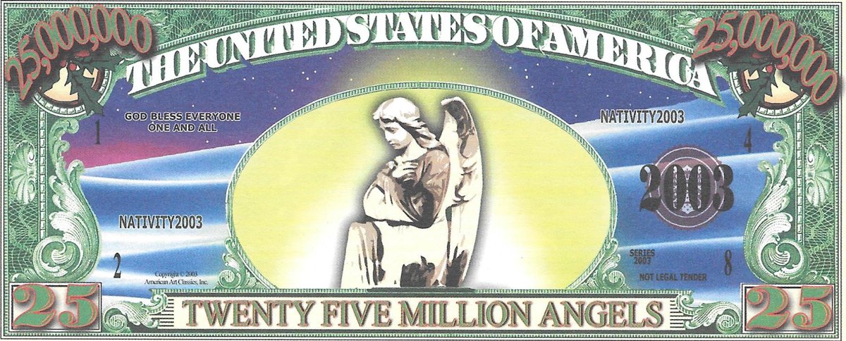 25 miljoni dolāri - Ziemassvētku, suvenīra banknote