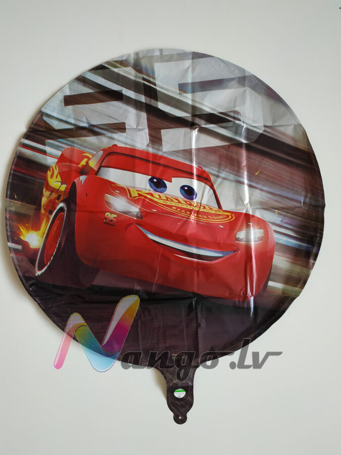 Folija balons - Vāģi -Zibens Makvīns - 43 cm - apaļš 