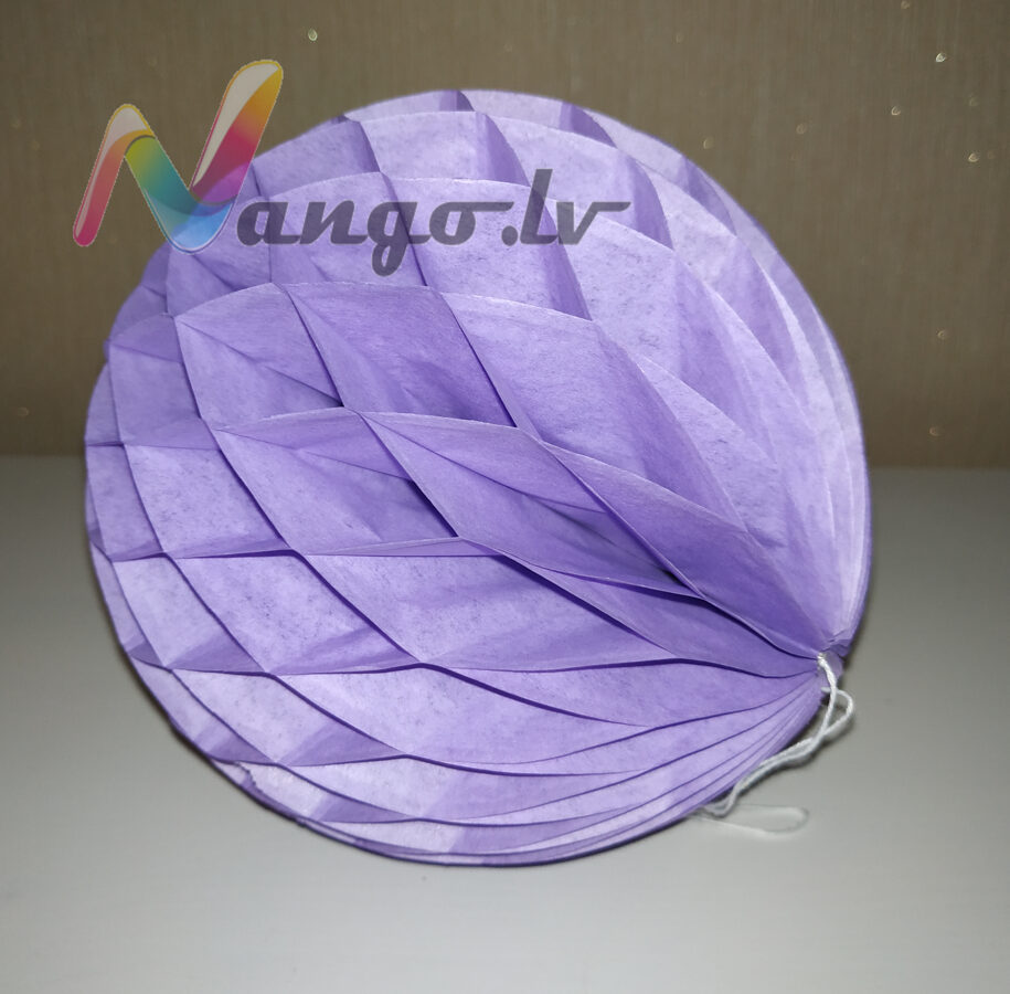 Papīra bumba - šūnu bumba - 15 cm - gaiši violeta