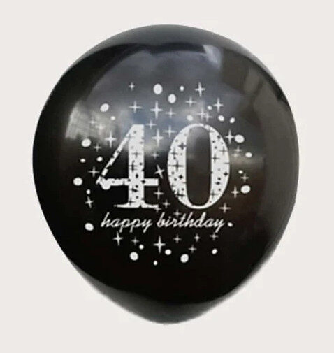 Balons cipars 40, melns, 30 cm