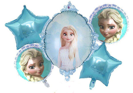 Folija balonu komplekts - Frozen - ledus sirds -  5 gab