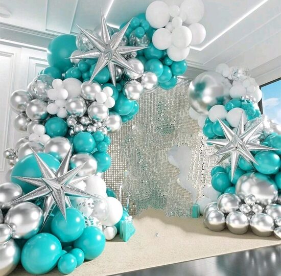 Balonu komplekts ( virtene ) tiffany + sudraba, 124 gb