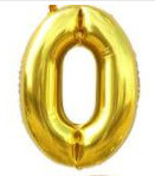 Воздушный шар цыфра 0, золотой, фольга, 30, 70, 100 см
