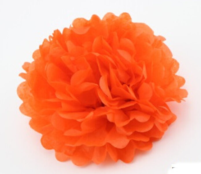 Oranžs pompons - zīdpapīra zieds 10 cm