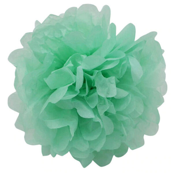 Pompons piparmētru krāsā - zīdpapīra zieds 10 cm