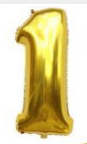 Воздушный шар цыфра 1, золотой, фольга, 70 см