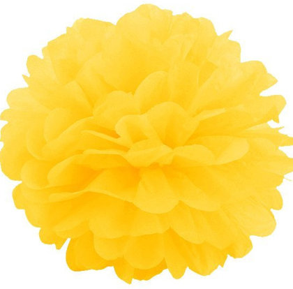 Dzeltens pompons - zīdpapīra zieds - 10 cm 