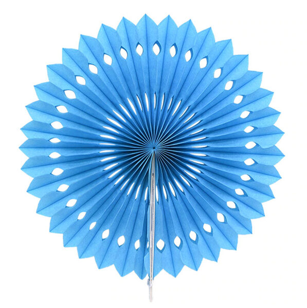 Piekaramais dekors vēdeklis - rozete - 30 cm, gaiši zils