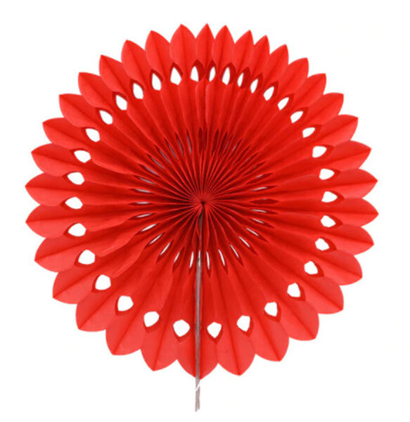Piekaramais dekors vēdeklis - rozete - 20 cm, sarkana