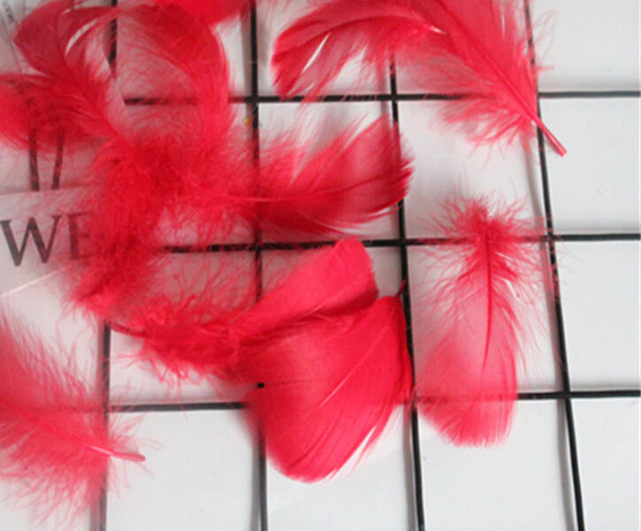 Набор перьев для декора, 5-8 cm,  красные, 50 шт
