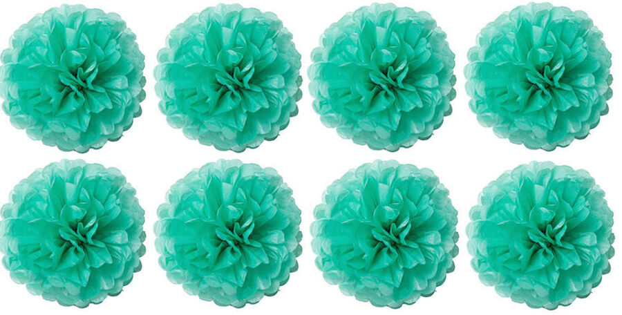 Pompons tiffany krāsā - zīdpapīra zieds - 20 cm , kompl. 8 gab