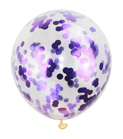 Воздушный шар прозрачный с фиолетовыми конфетти, 30 см