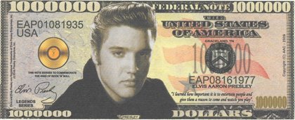 Miljons dolāri - Presley, suvenīra banknote