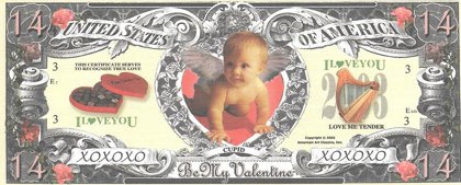Četrpadsmit dolāri - Be My Valentin , suvenīra banknote