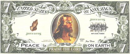 Septiņi dolāri - Praise the Lord, suvenīra banknote