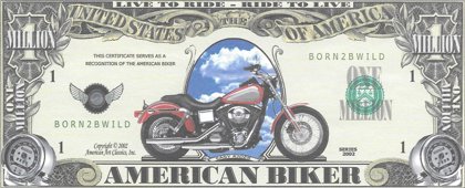 Miljons dolāri - Anerican Biker, suvenīra banknote