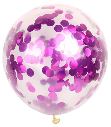 Balons caurspīdīgais ar rozā konfeti 30 cm