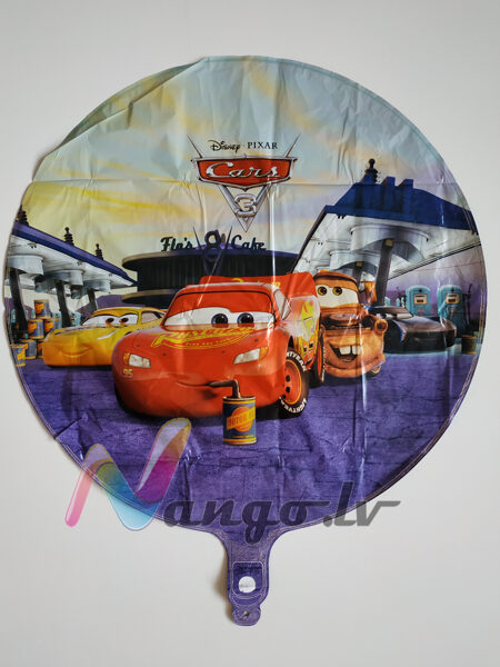 Folija balons - Vāģi -Zibens McQueen - 43 cm - apaļš