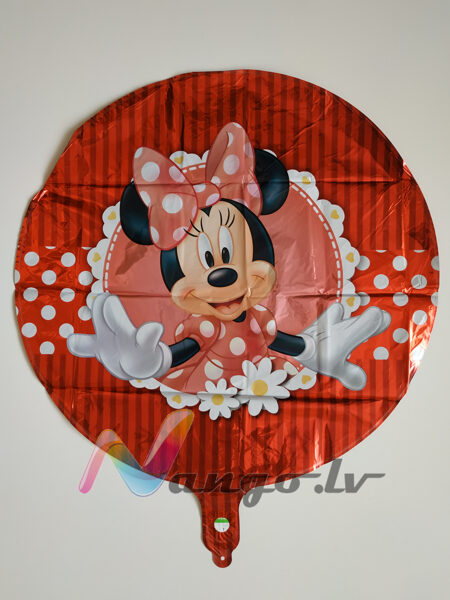 Folija balons - Minnie mouse - 43 cm - apaļš, sarkans 
