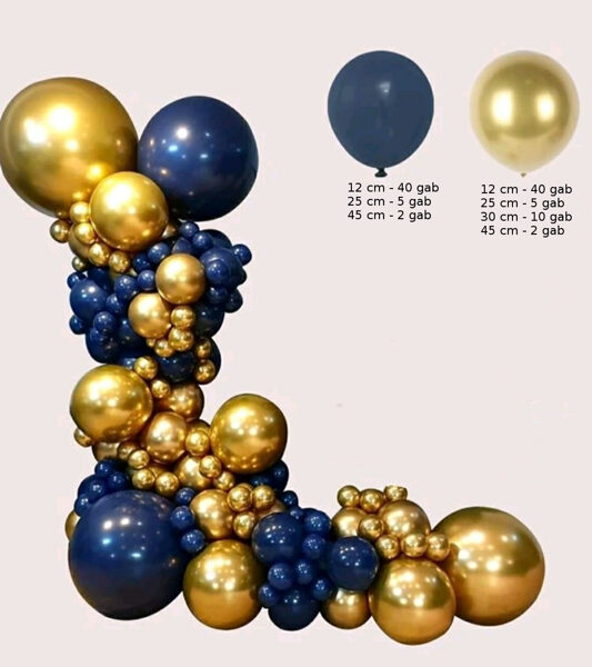Balonu komplekts ( virtene ) tumši zili + zelta metalika 99 gab