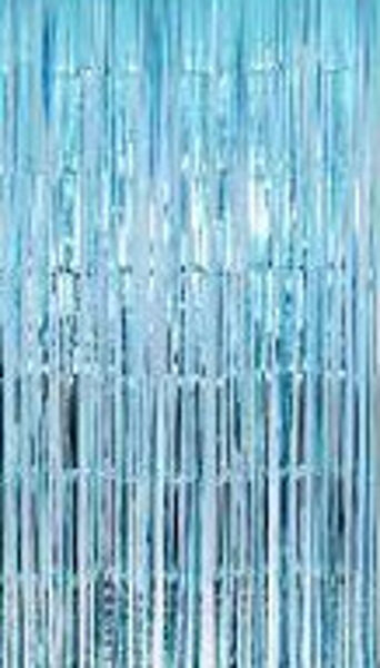 Folija aizkars - foto zona - lietus, gaiši zils, 100  x 200 cm