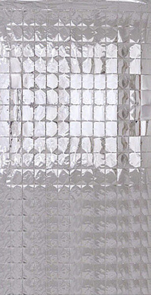 Штора из фольги квадратики, серебряная, 100 x 200 см