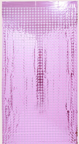 Штора из фольги квадратики, розовая 100 x 200 см