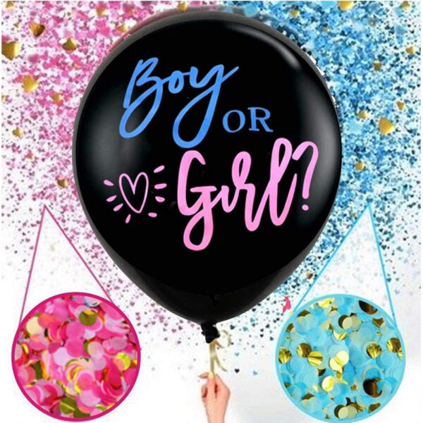 Воздушный шар-гигант с конфетти, для определения пола ребенка "girl or boy" - 90 cm