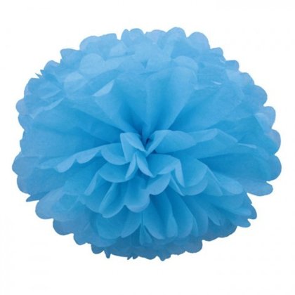 Pompons - zīdpapīra zieds - 10 , 30 cm - gaiši zils