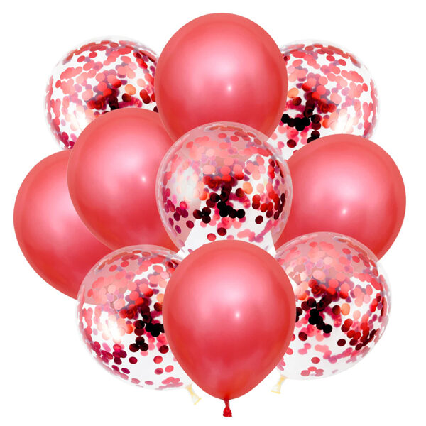 Balonu komplekts, 10 gab (sarkani ar konfeti)