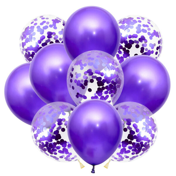 Balonu komplekts, 10 gab (violeti ar konfeti)