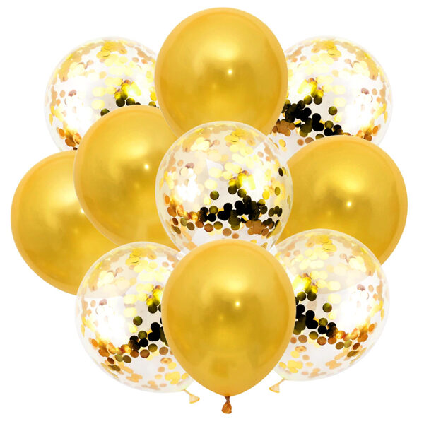 Balonu komplekts, 10 gab (zelta ar konfeti)