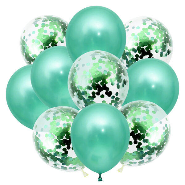 Balonu komplekts, 10 gab (zaļi ar konfeti)
