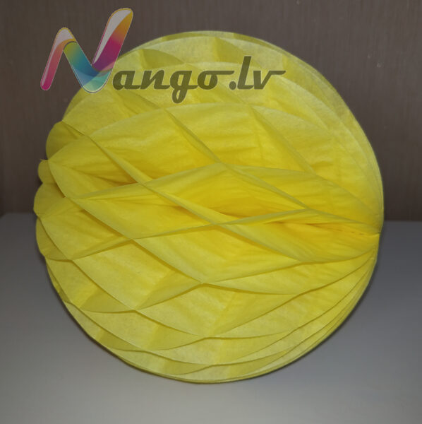 Papīra bumba - šūnu bumba - 15 cm - dzeltena