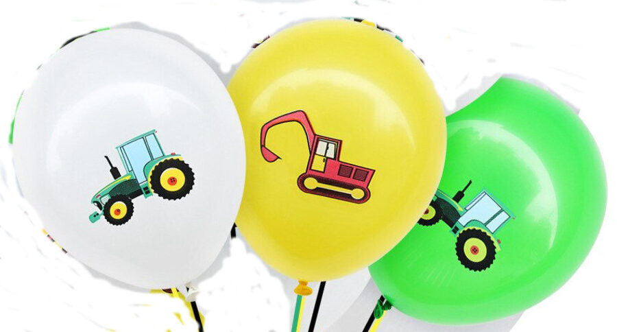 Воздушные шары с тракторами - набор из 3 штук - 30 см