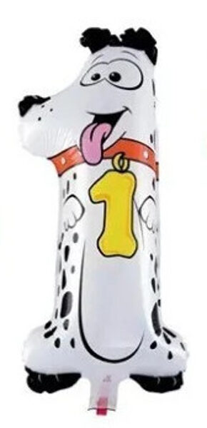 Balloon number 1 (one) - dog - 40 cm - foil