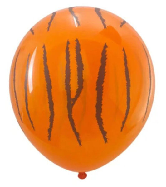 Воздушный шар оранжевый с рисунком Тигр - Сафари - 30 см