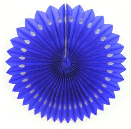 Piekaramais dekors vēdeklis - rozete - 20 cm, zila