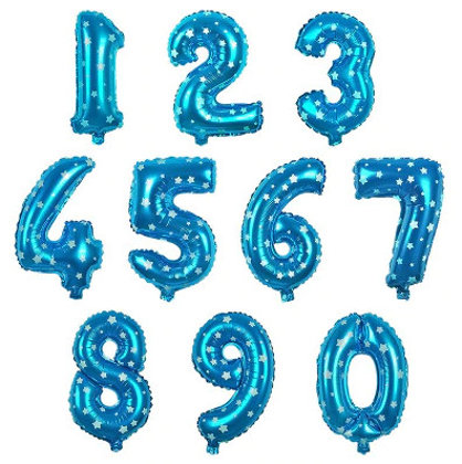 Balloon Number, blue, 70 cm