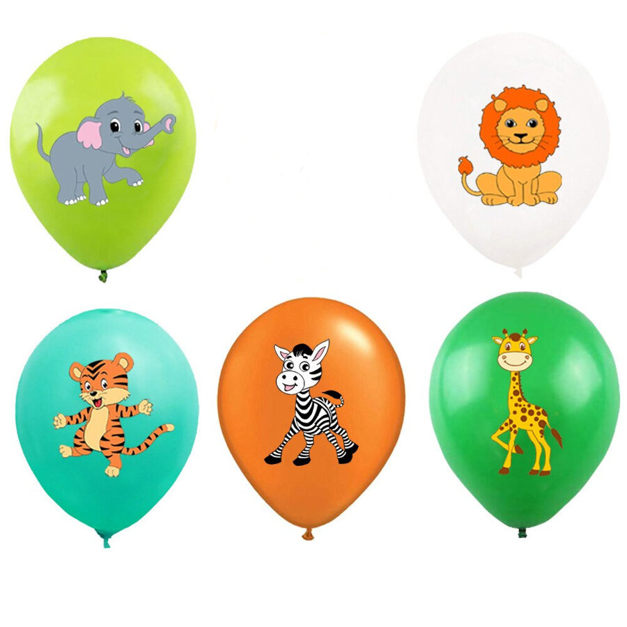 Baloni ar dzīvniekiem Safari - komplekts 5 gab - 30 cm